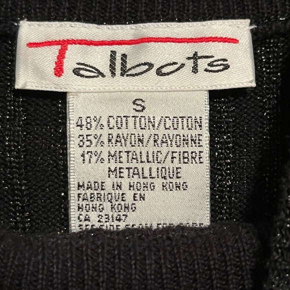 Vintage Talbots Mixed Stitch Black Metallic Mockneck Sweater - Picture 5 of 7